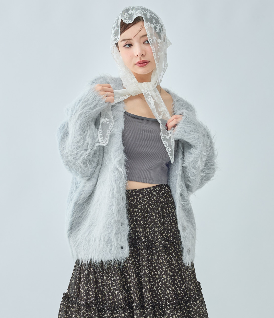 シャギールーズニットカーディガン