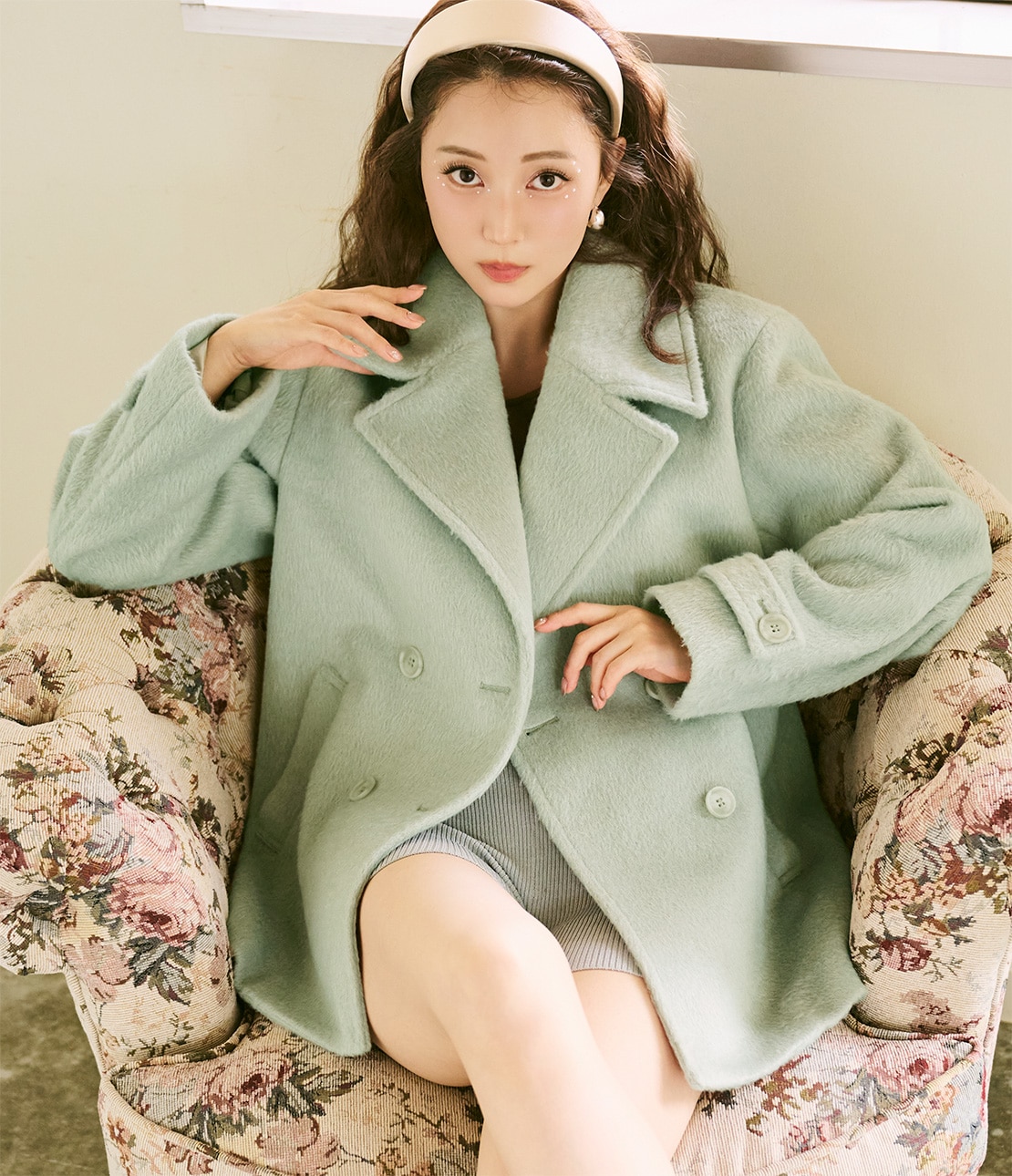 ピーチジョン ダブルシャギーショートコート ピンクベージュ PEACH JOHN（ピーチジョン）の「ダブルシャギーショートコート