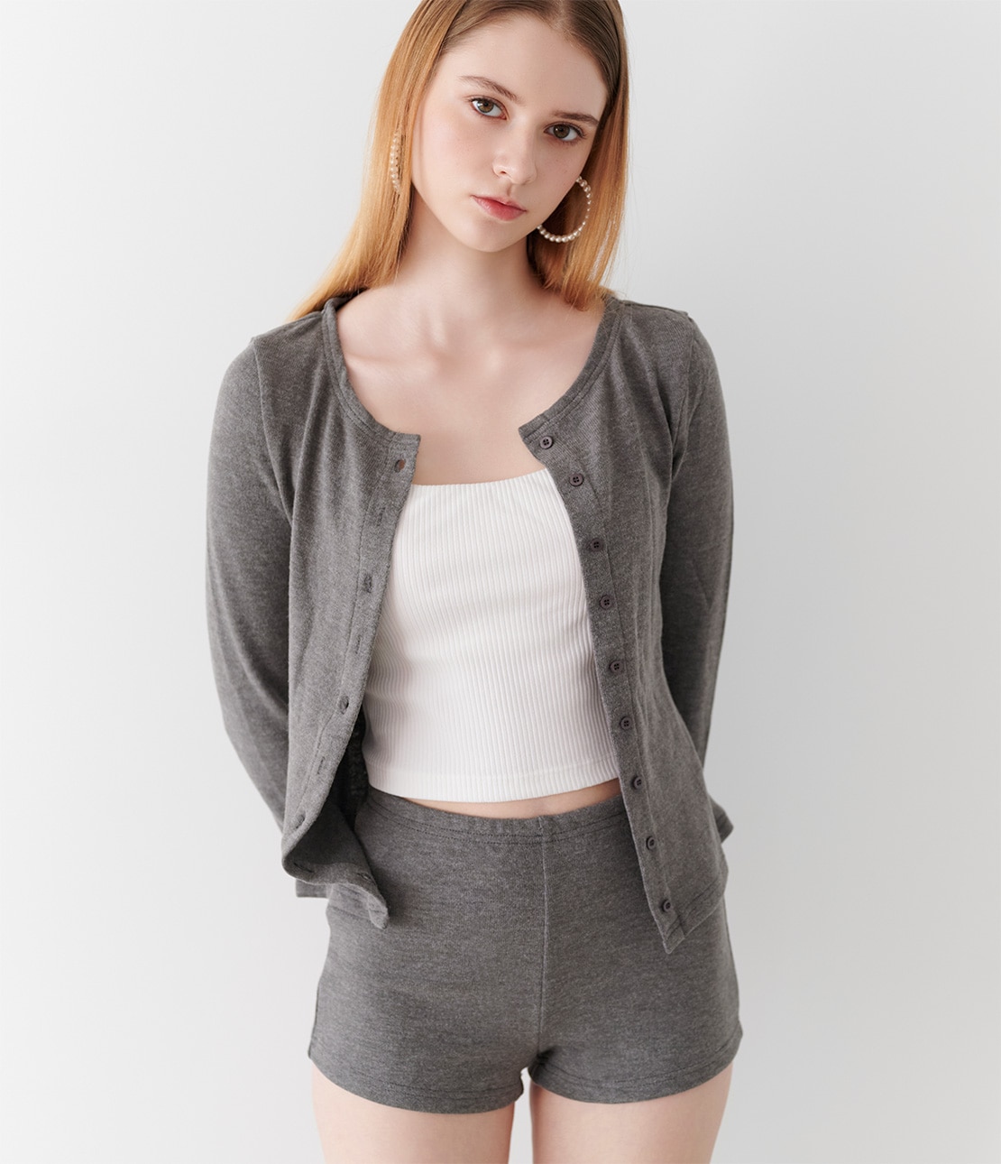 リブクロップトブラキャミソール